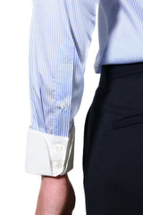 Camicia Righe Popeline Con Collo Bianco