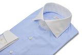 Camicia Righe Popeline Con Collo Bianco