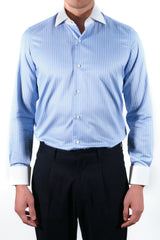 White Collar Striped Twill Shirt