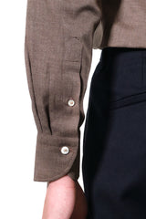 Brown Flannel Shirt - Italian cotton - Handmade in Italy
