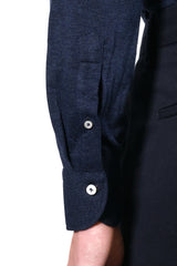 Polo Shirt Blue in Cashmere and Cotton - Italian Cotton Cashmere- Handmade in Italy