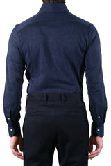 Polo Shirt Blue in Cashmere and Cotton - Italian Cotton Cashmere- Handmade in Italy