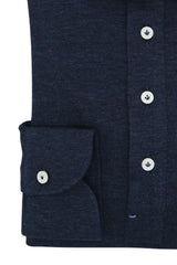 Polo Shirt Blue in Cashmere and Cotton - Italian Cotton Cashmere- Handmade in Italy