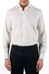Cream Wool and Cotton Shirt- Italian Cotton Wool - Handmade in Italy