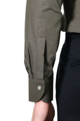 Green Wool and Cotton Tex Shirt- Italian Cotton Wool - Handmade in Italy