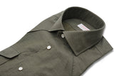 Green Wool and Cotton Tex Shirt- Italian Cotton Wool - Handmade in Italy
