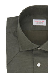 Green Wool and Cotton Tex Shirt- Italian Cotton Wool - Handmade in Italy