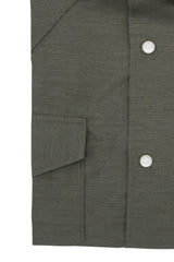 Green Wool and Cotton Tex Shirt- Italian Cotton Wool - Handmade in Italy