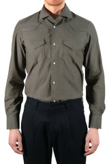 Green Wool and Cotton Tex Shirt- Italian Cotton Wool - Handmade in Italy