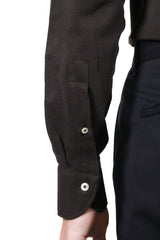 One Piece Button Down Brown Jersey Shirt