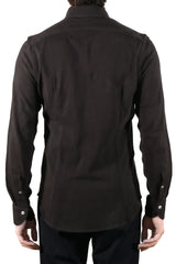 One Piece Button Down Brown Jersey Shirt