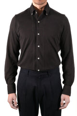One Piece Button Down Brown Jersey Shirt