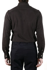 One Piece Button Down Brown Jersey Shirt