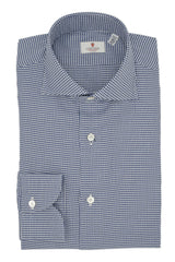 Easy Iron Pied-De-Poule Twill Shirt Blue