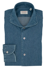 Embossed Denim Blue Shirt