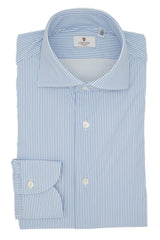 Camicia no stiro tessuto tecnico a righe azzurre