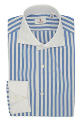 White Collar Bold Striped Azure Popeline Shirt