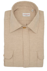 Camicia Safari Over in Flanella Beige