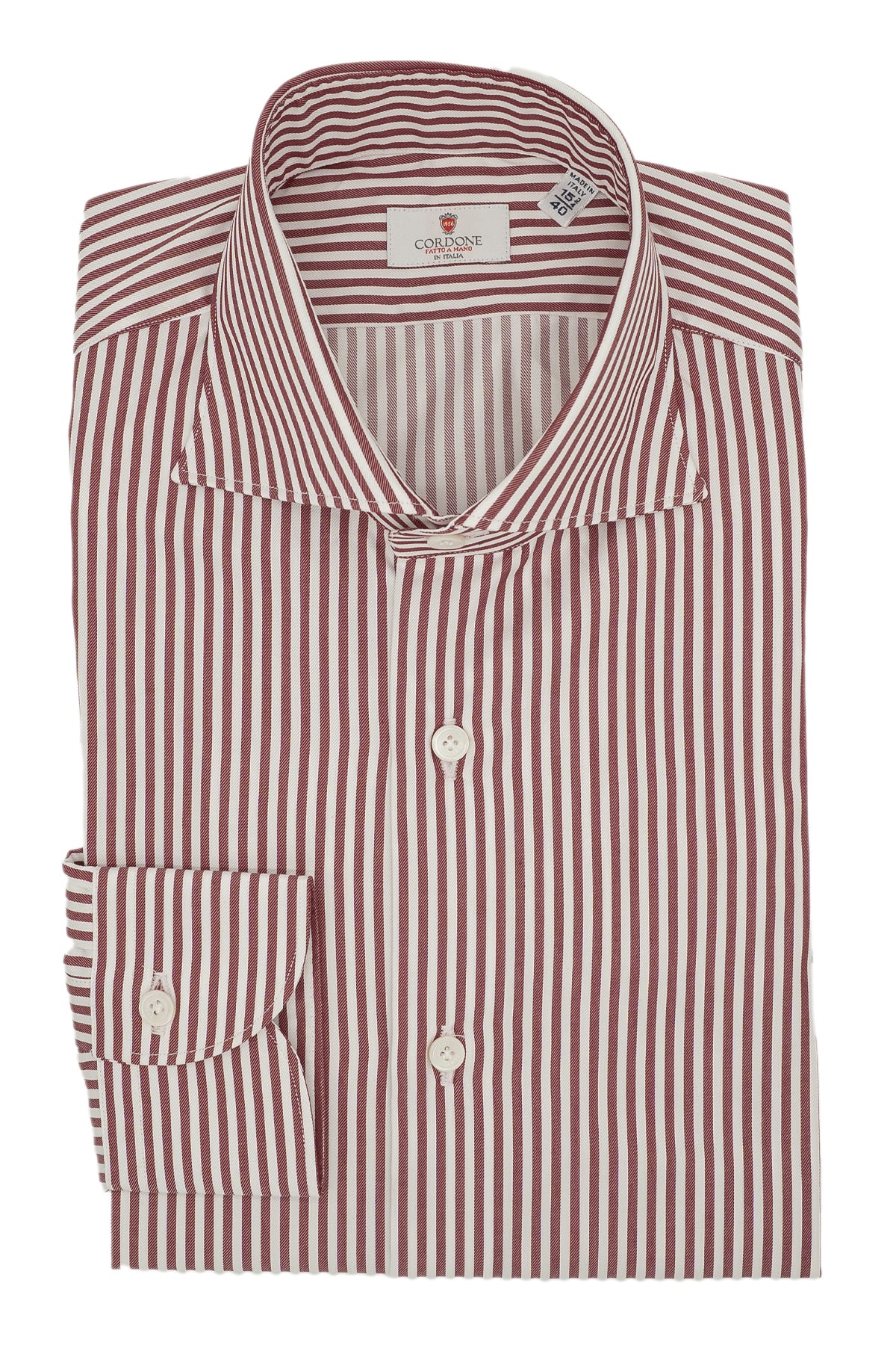 red and white striped dress shirt mens Non-Iron Cotton Stripe Dress Shirt With Contrast Trim