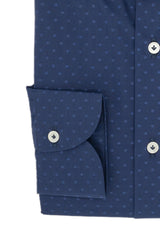 Camicia Dobby a Pois Blu