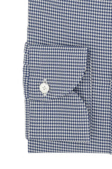 Easy Iron Pied-De-Poule Twill Shirt Blue