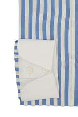 White Collar Bold Striped Azure Popeline Shirt