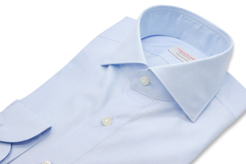 Handmade Light Blue Twill Shirt - Italian Cotton - Handmade in Italy