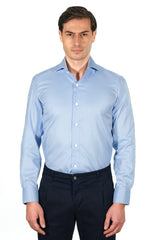 Azure Twill Solid Shirt Handmade