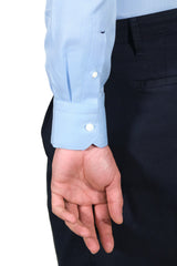Azure Twill Solid Shirt Handmade