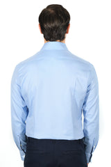 Azure Twill Solid Shirt Handmade