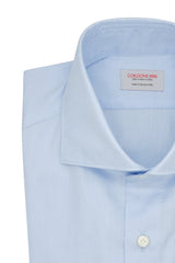 Camicia Tinta Unita Oxford Celeste Fatta a Mano