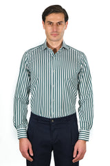 Bold Striped Popeline Shirt Green