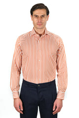 Bold Striped Popeline Shirt Orange