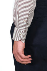 Camicia Righe Popeline Marrone