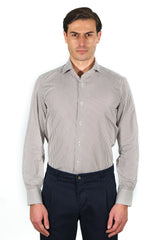 Camicia Righe Popeline Marrone