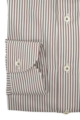 Camicia Righe Popeline Marrone