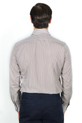 Camicia Righe Popeline Marrone