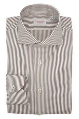 Camicia Righe Popeline Marrone