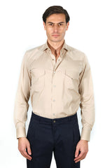 Beige Tex Model Shirt - Italian Cotton - Handmade in Italy