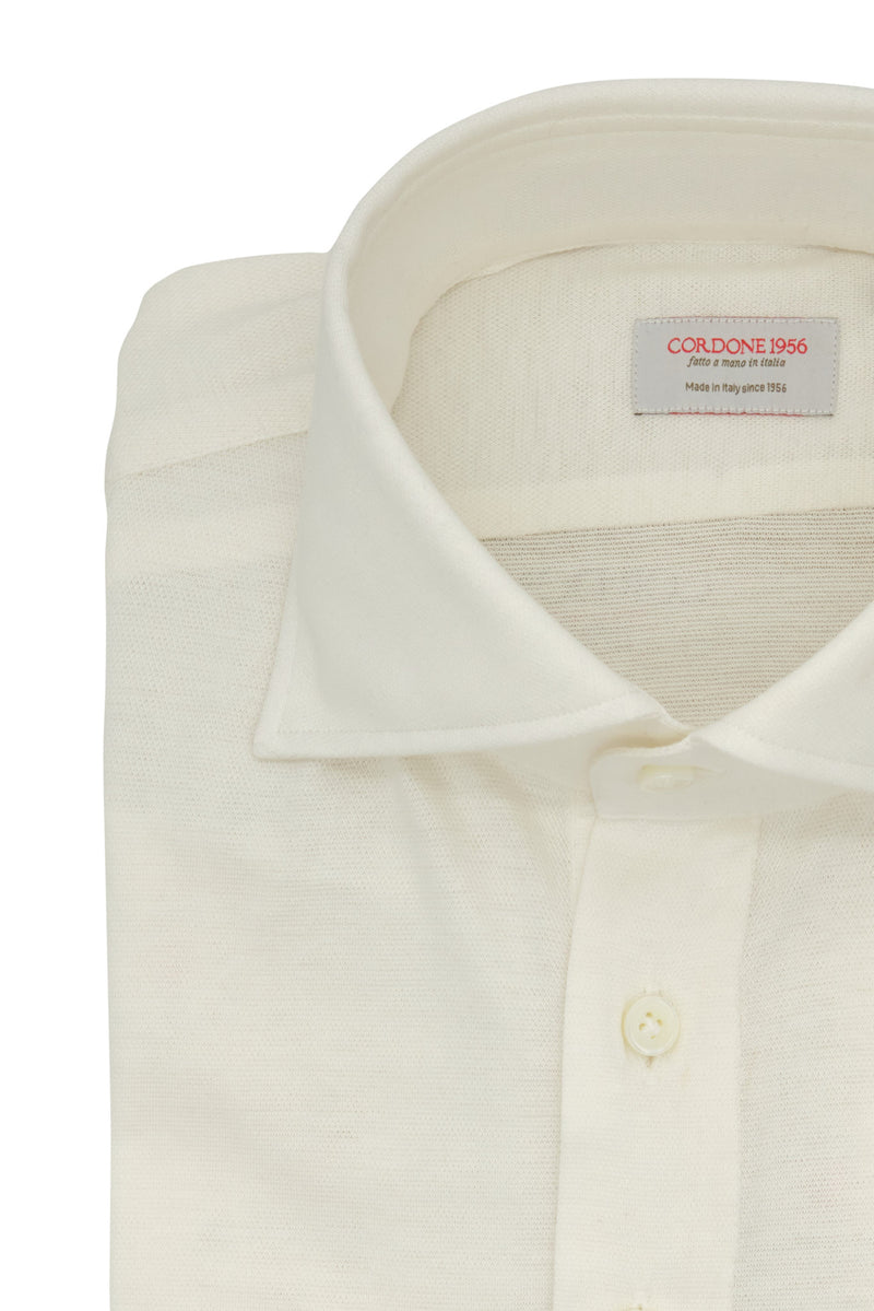 White Polo Shirt  - Silk Cotton - Handmade in Italy