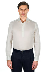 Off White Jersey Silk Polo Shirt Handmade