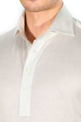 Off White Jersey Silk Polo Shirt Handmade