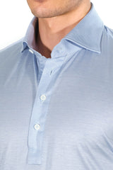 Azure Polo Shirt  - Silk Cotton - Handmade in Italy