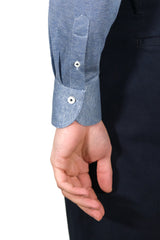 Polo Camicia Jersey e Seta Celeste Fatta a Mano