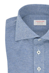 Polo Camicia Jersey e Seta Celeste Fatta a Mano