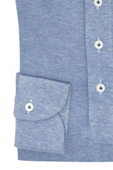 Polo Camicia Jersey e Seta Celeste Fatta a Mano
