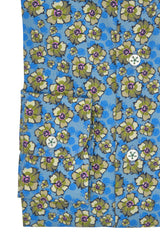 Hawaii Shirt Floral Azure - Italian Cotton - Handmade in Italy