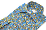 Hawaii Shirt Floral Azure - Italian Cotton - Handmade in Italy