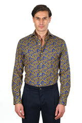 Hawaii Shirt Floral Blue - Italian Cotton - Handmade in Italy