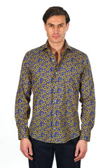 Hawaii Shirt Floral Blue - Italian Cotton - Handmade in Italy